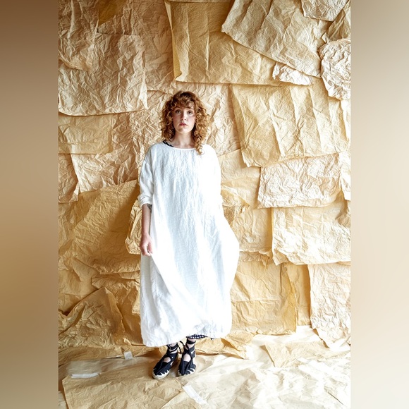 Metta Melbourne Olivia Dress in 100% Linen, Taupe, O/S - Picture 7 of 12